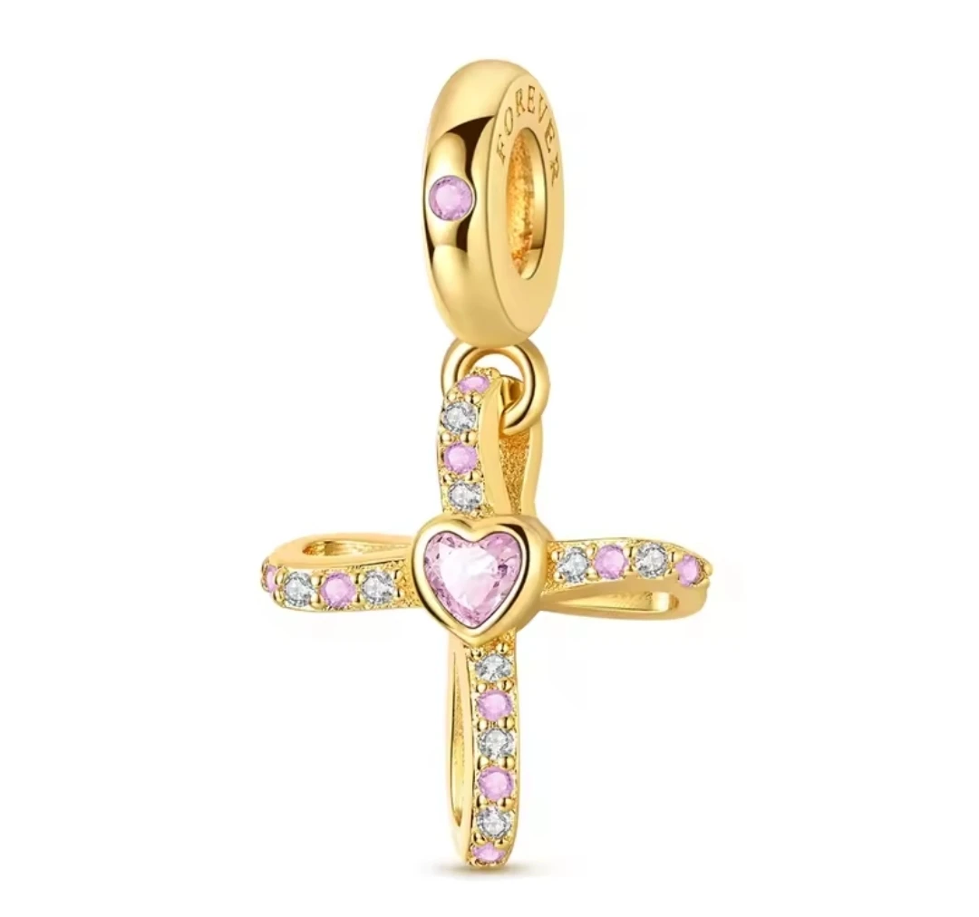 Forever Queen Cross Heart Charm