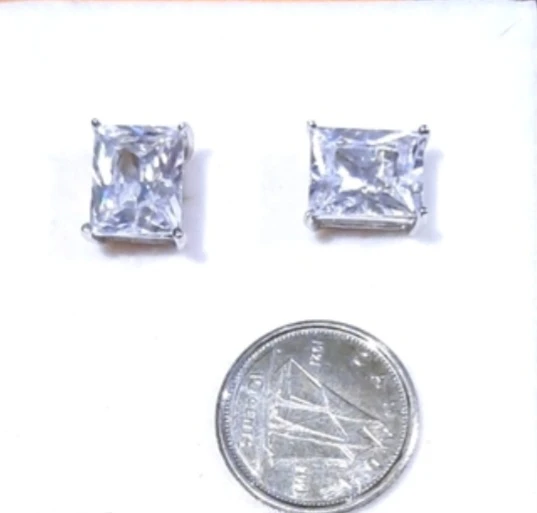 BIG A$$ EMERALD CUT CZ EARRINGS SOLID STERLING SILVER