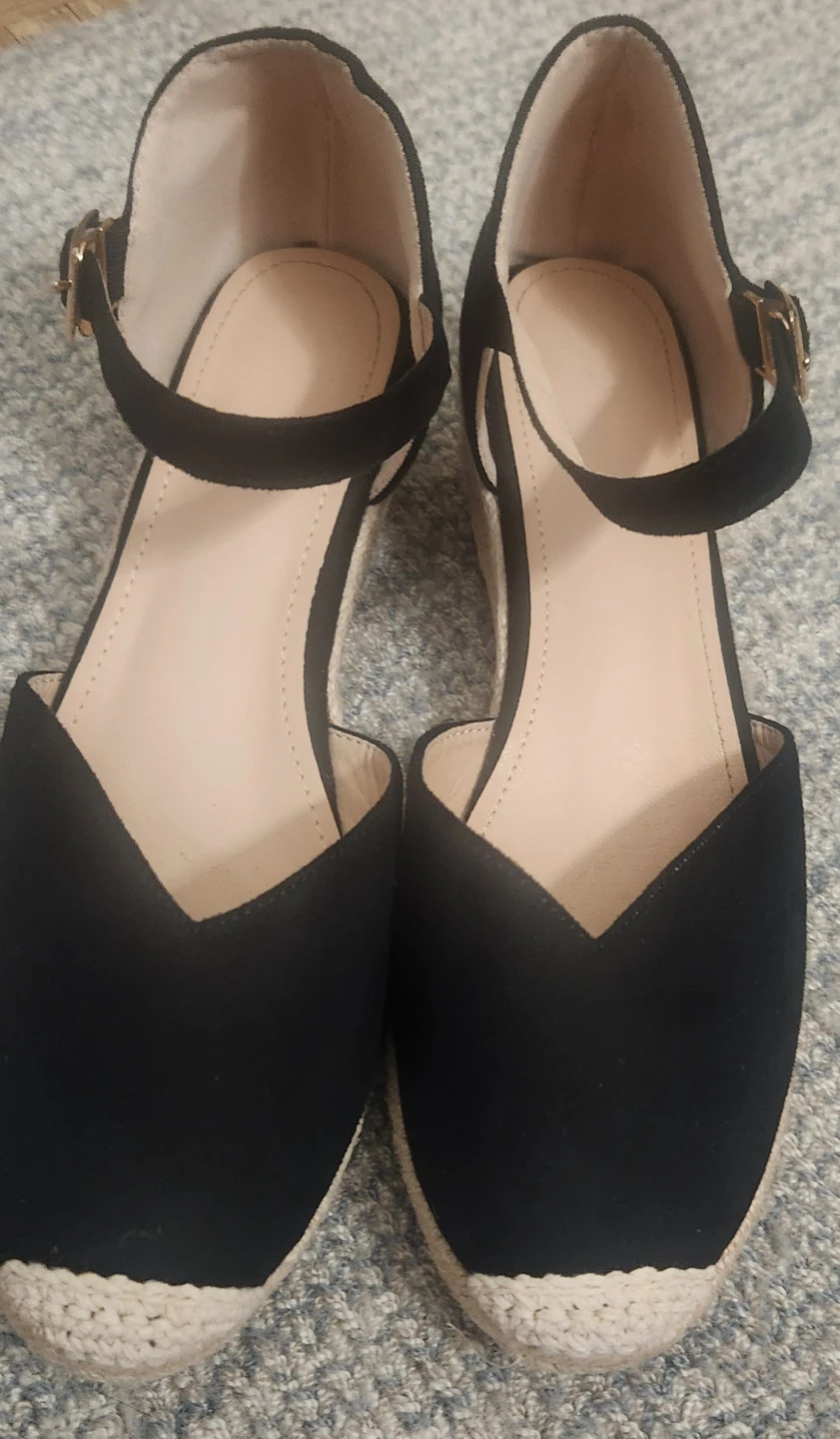Black Wedge Espadrille Sandals