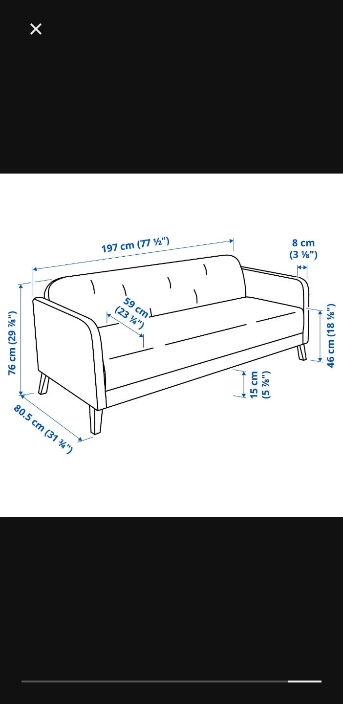 IKEA Black 3-Seater Sofa - photo 3
