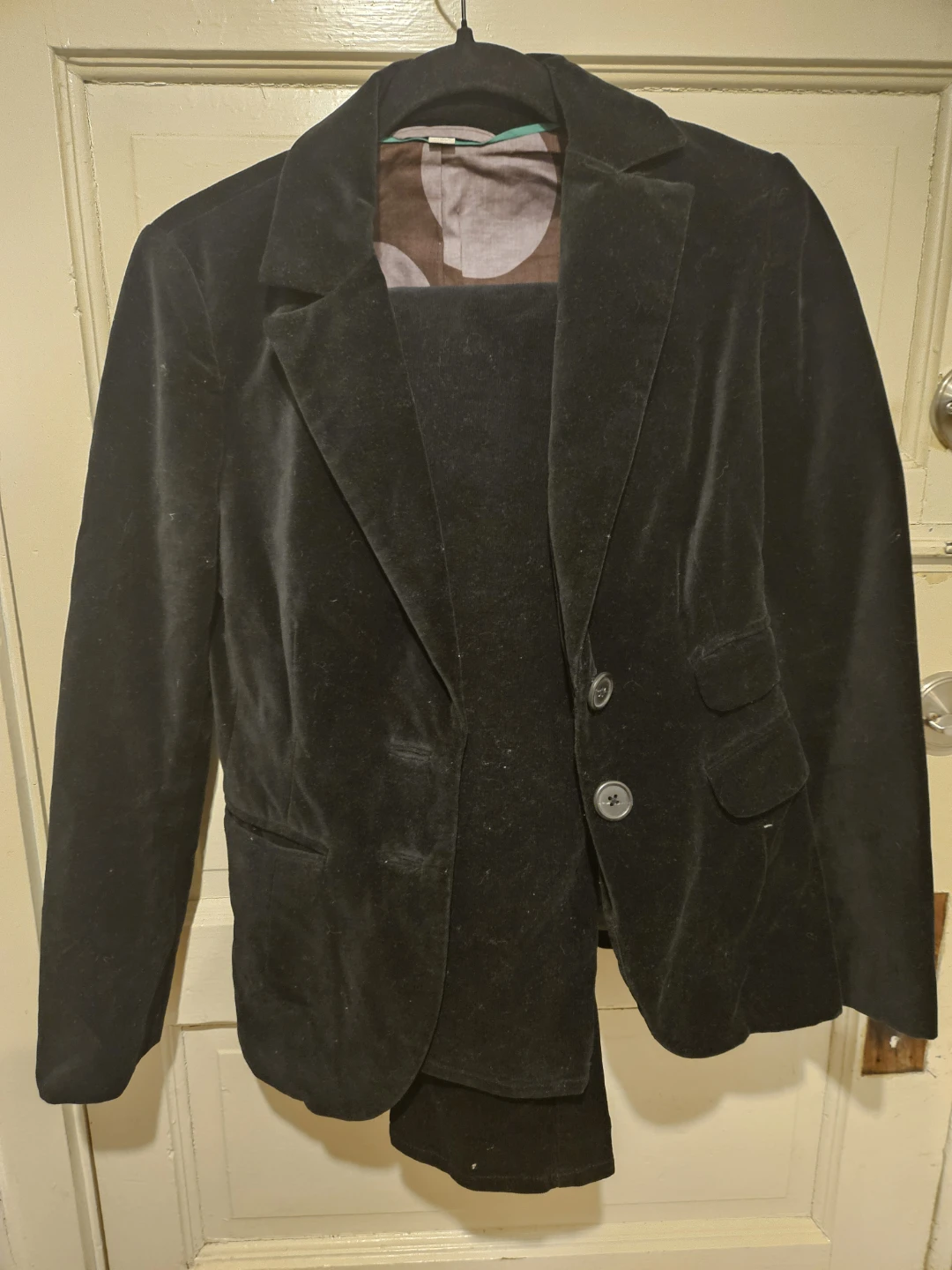 Boden Black Velvet Blazer and Pants Suit