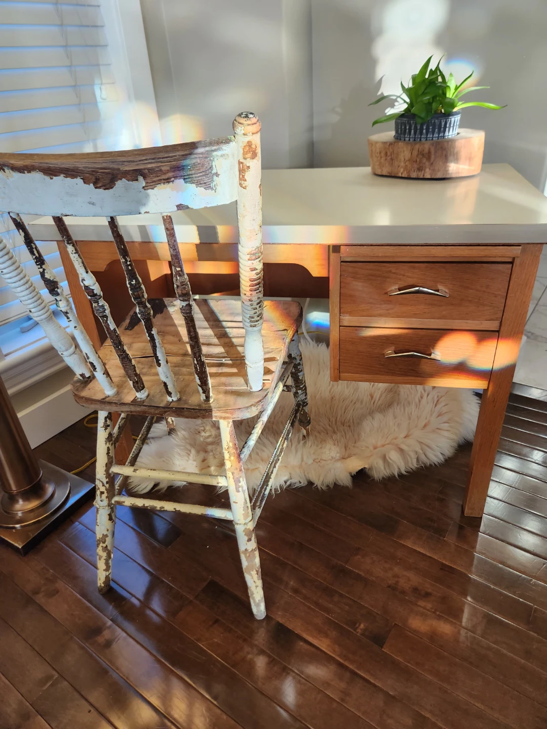 MID CENTURY MODERN Wood Desk with Two Drawers - photo 4
