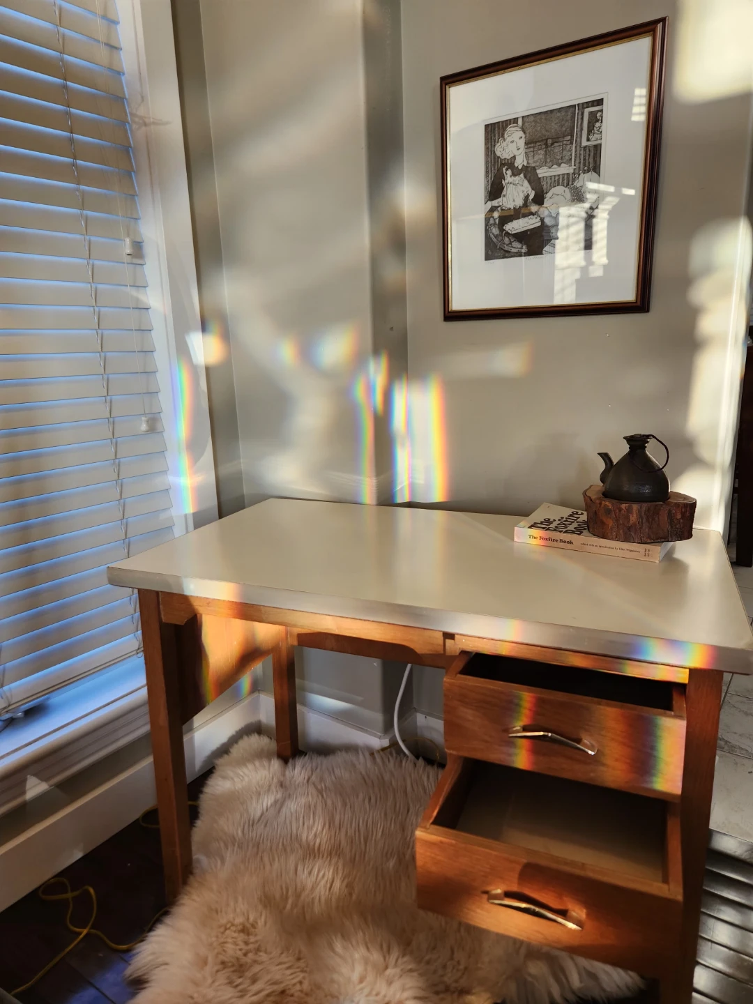 MID CENTURY MODERN Wood Desk with Two Drawers - photo 5