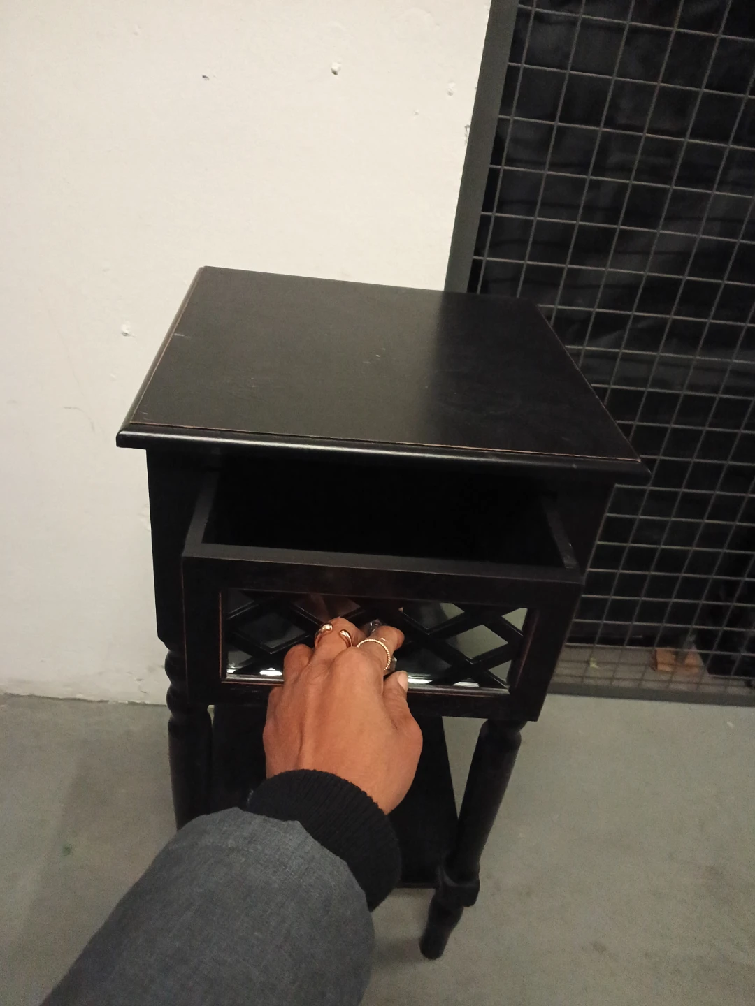 Black Wood End Table with Drawer - photo 2