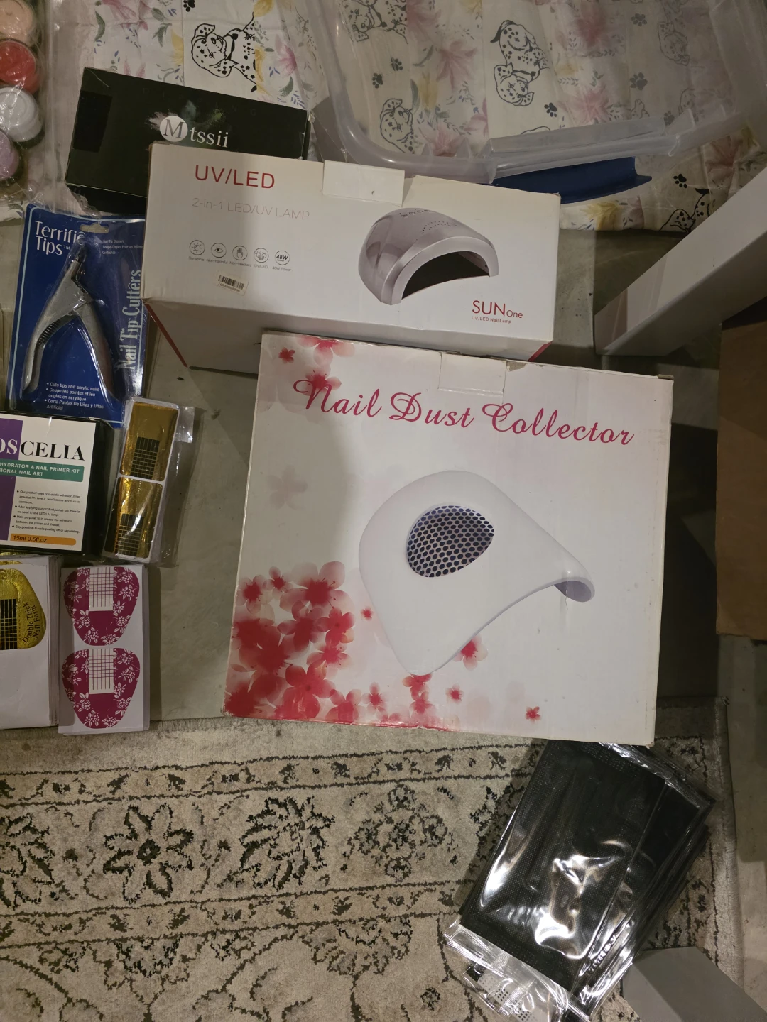 Nail Art Supplies Bundle: Powders, Tips, Tools