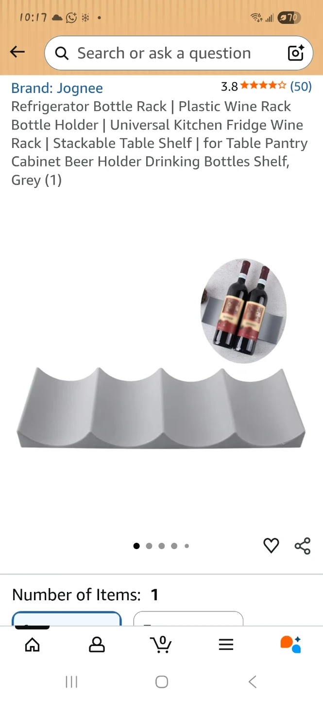 Jognee Refrigerator Bottle Rack - Grey