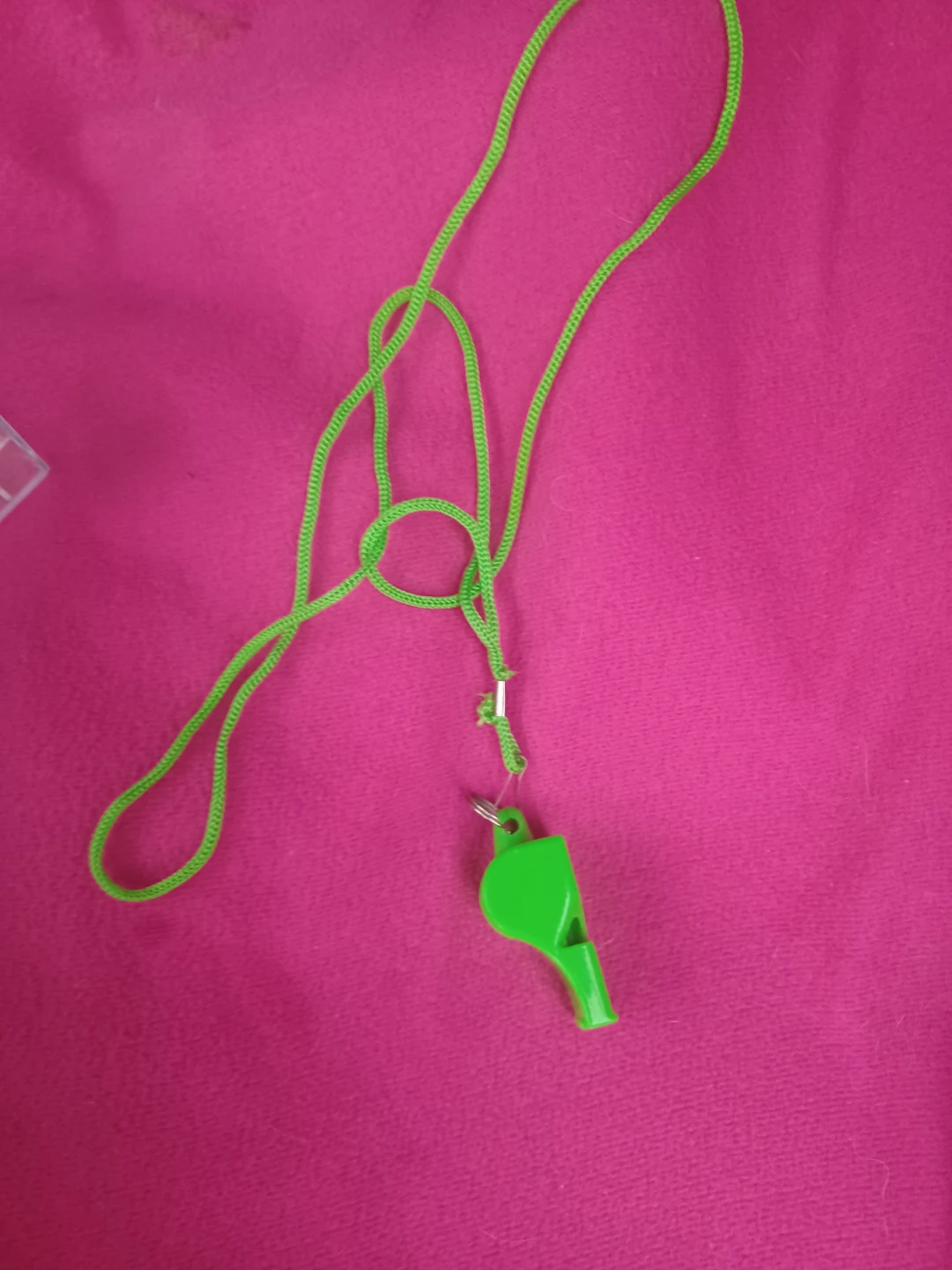 Green Plastic Whistle with Lanyard