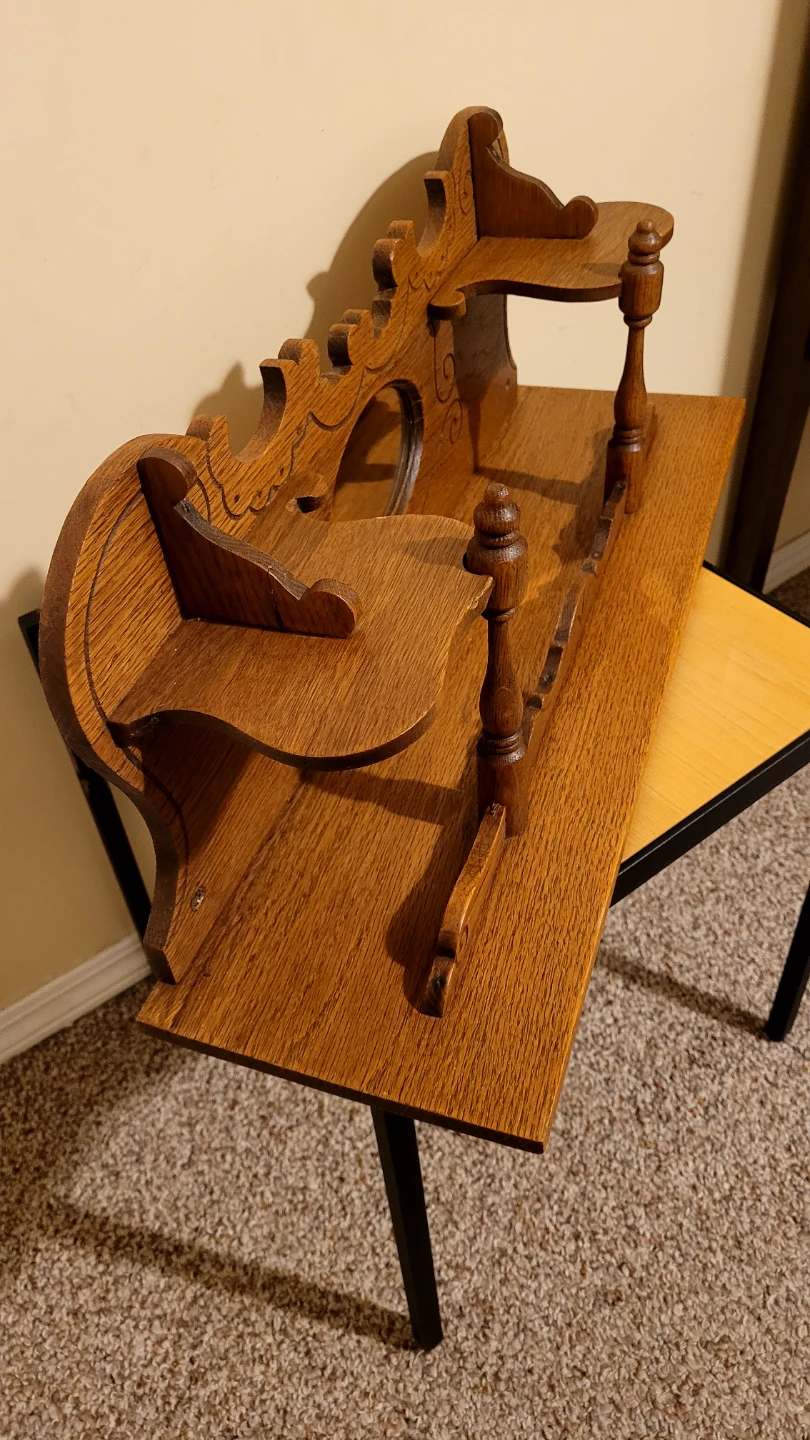Antique Oak Shelf w/ Mirror - photo 3