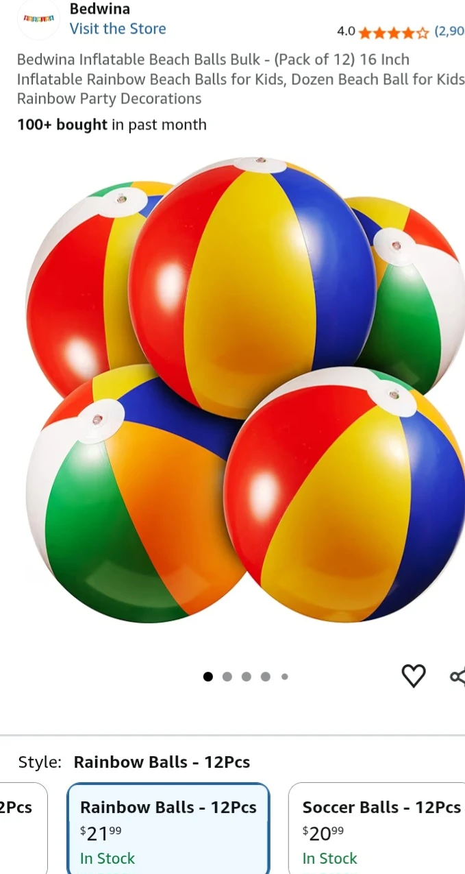 NEW!   12 Bedwina Inflatable Beach Balls - 16 Inch - photo 3