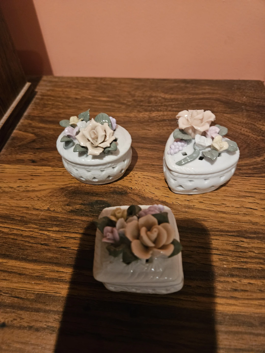 Ceramic Trinket Boxes with Floral Design - photo 2
