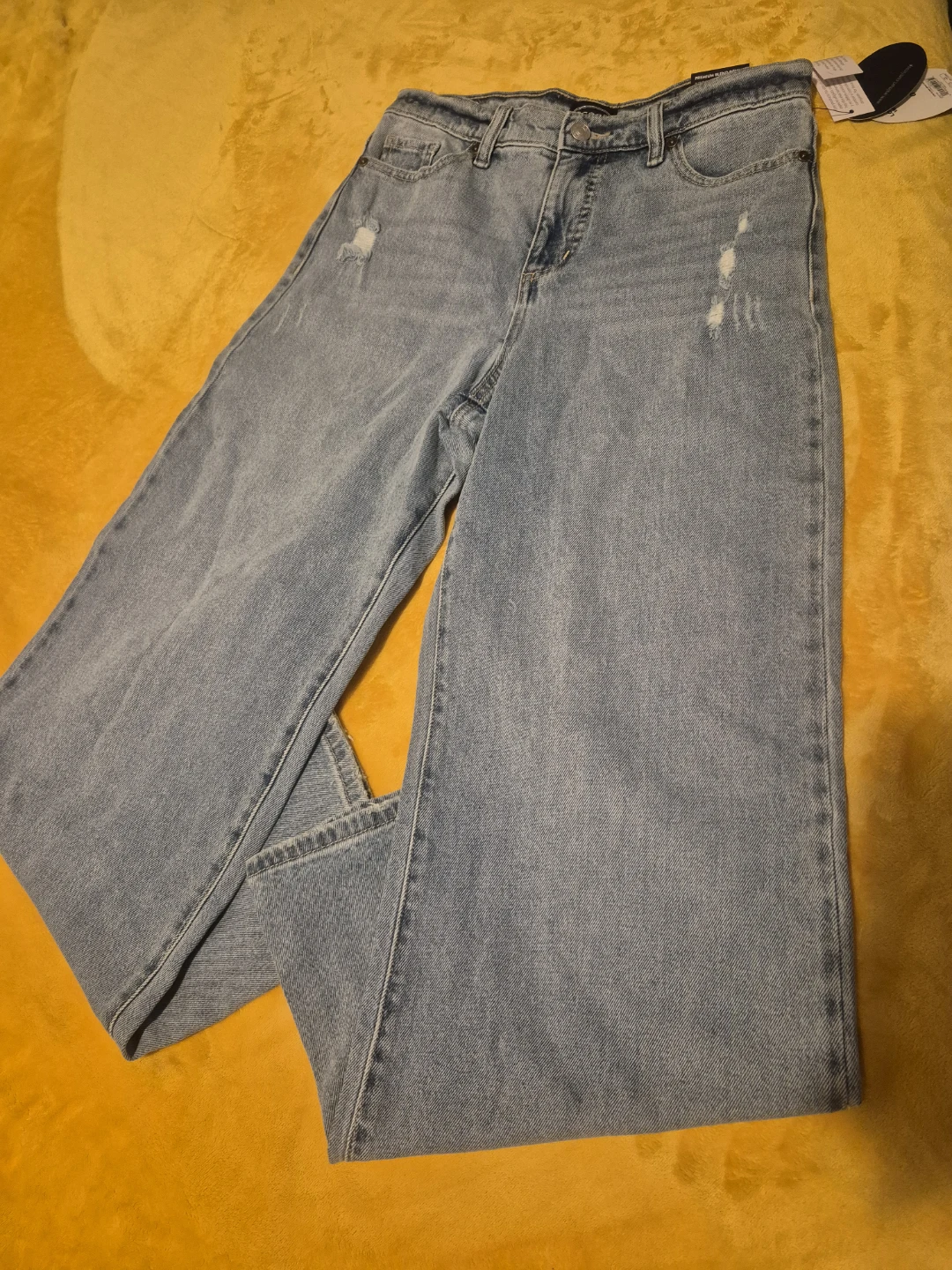 Scoop Distressed Wide Leg Jeans - Size 8 - photo 2