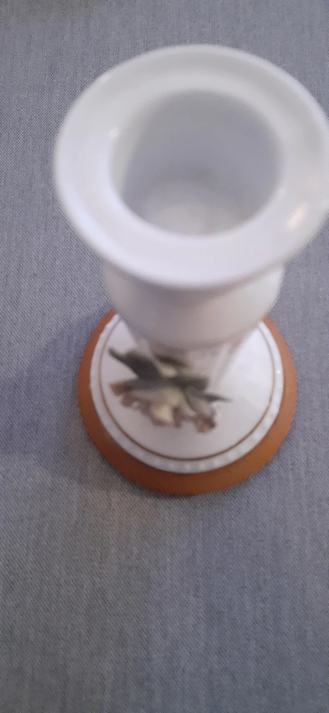 White Porcelain Candlestick Holder with Rose Embellishments