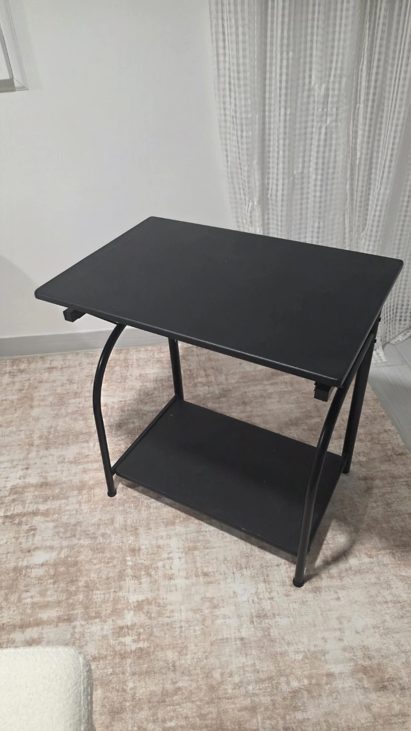Black Side Table with Shelf