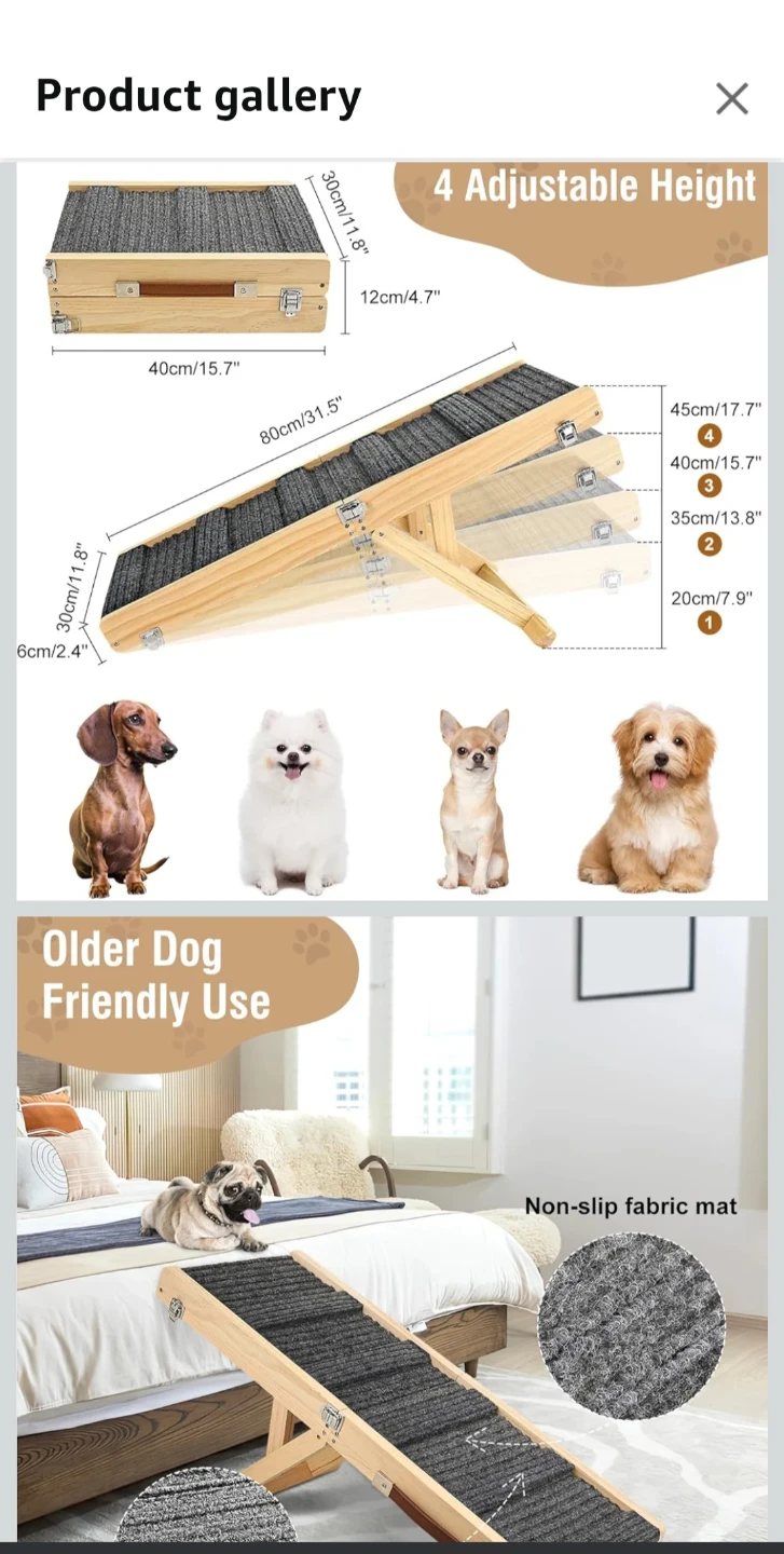 Pawaboo Foldable Wooden Pet Ramp - Adjustable Height - photo 3