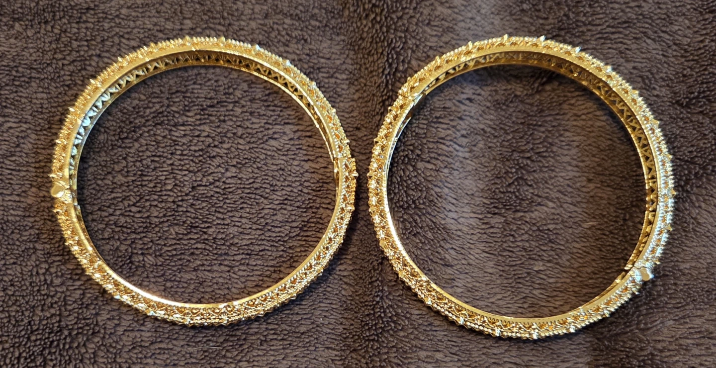 Gold Tone Decorative Bangles (Set of 2) - photo 2