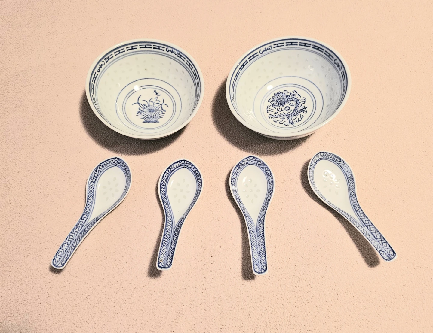 Vintage Chinese Rice/Soup Bowls & Spoons Set $10