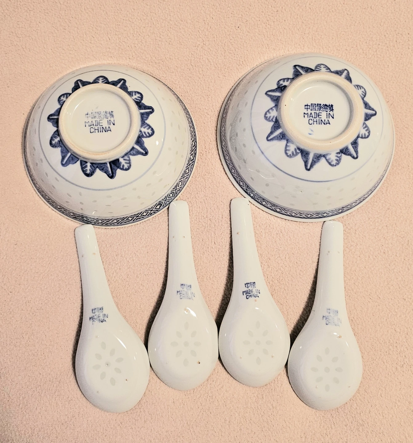 Vintage Chinese Rice/Soup Bowls & Spoons Set $10 - photo 2