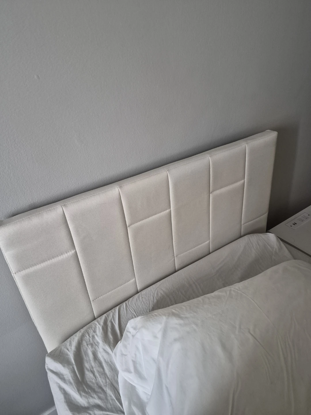 White Twin Bed Frame with Upholstered Headboard - photo 2