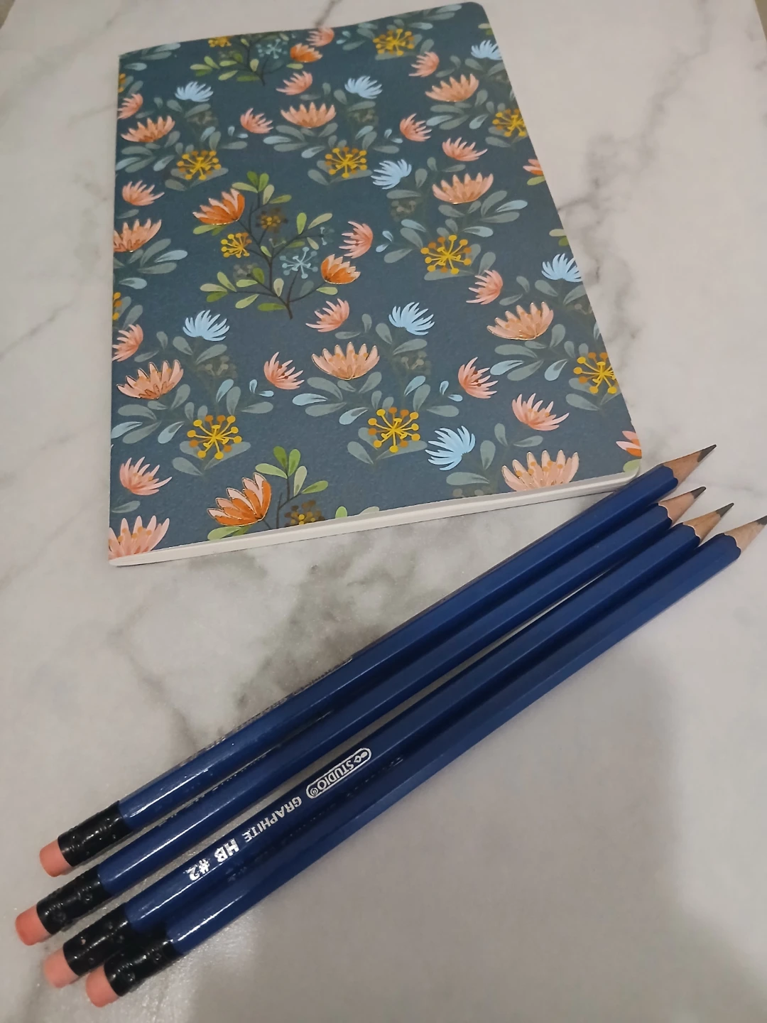 Studio Graphite HB #2 Pencils and Floral Notebook 🥕