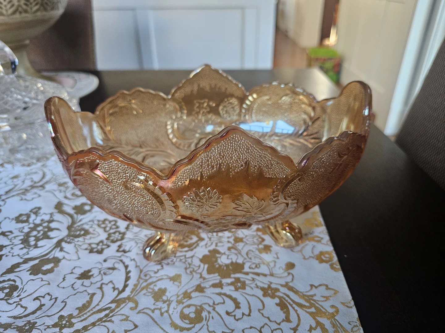 Footed Carnival Glass Bowl