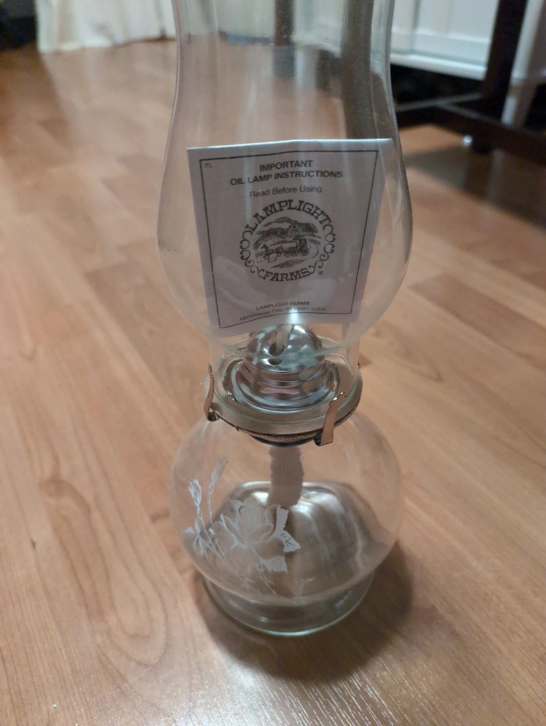 Lamplight Farms Rose Etched Glass Oil Lamp - photo 2