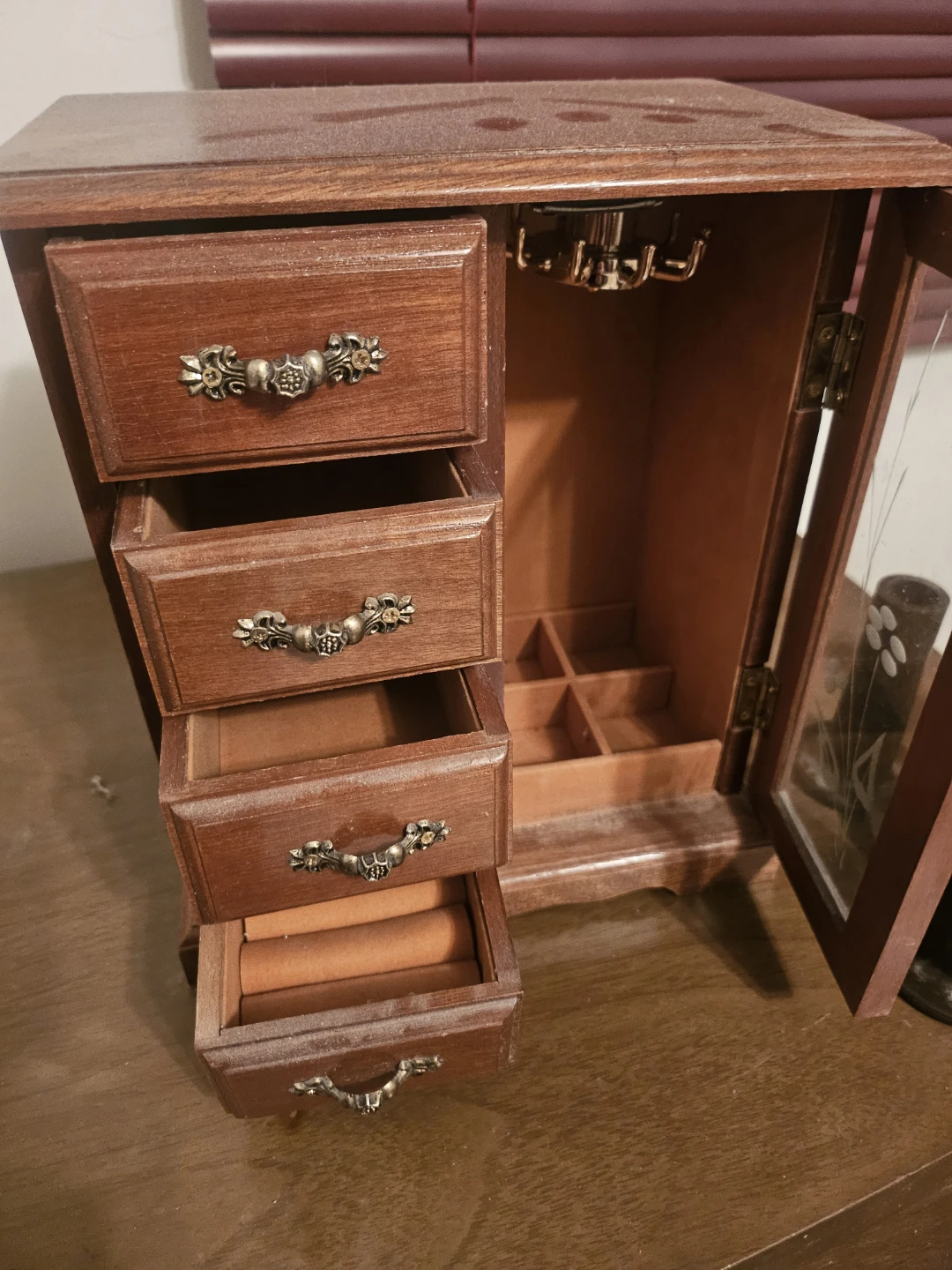 Wooden Jewellery Box with Mirror Door - photo 2