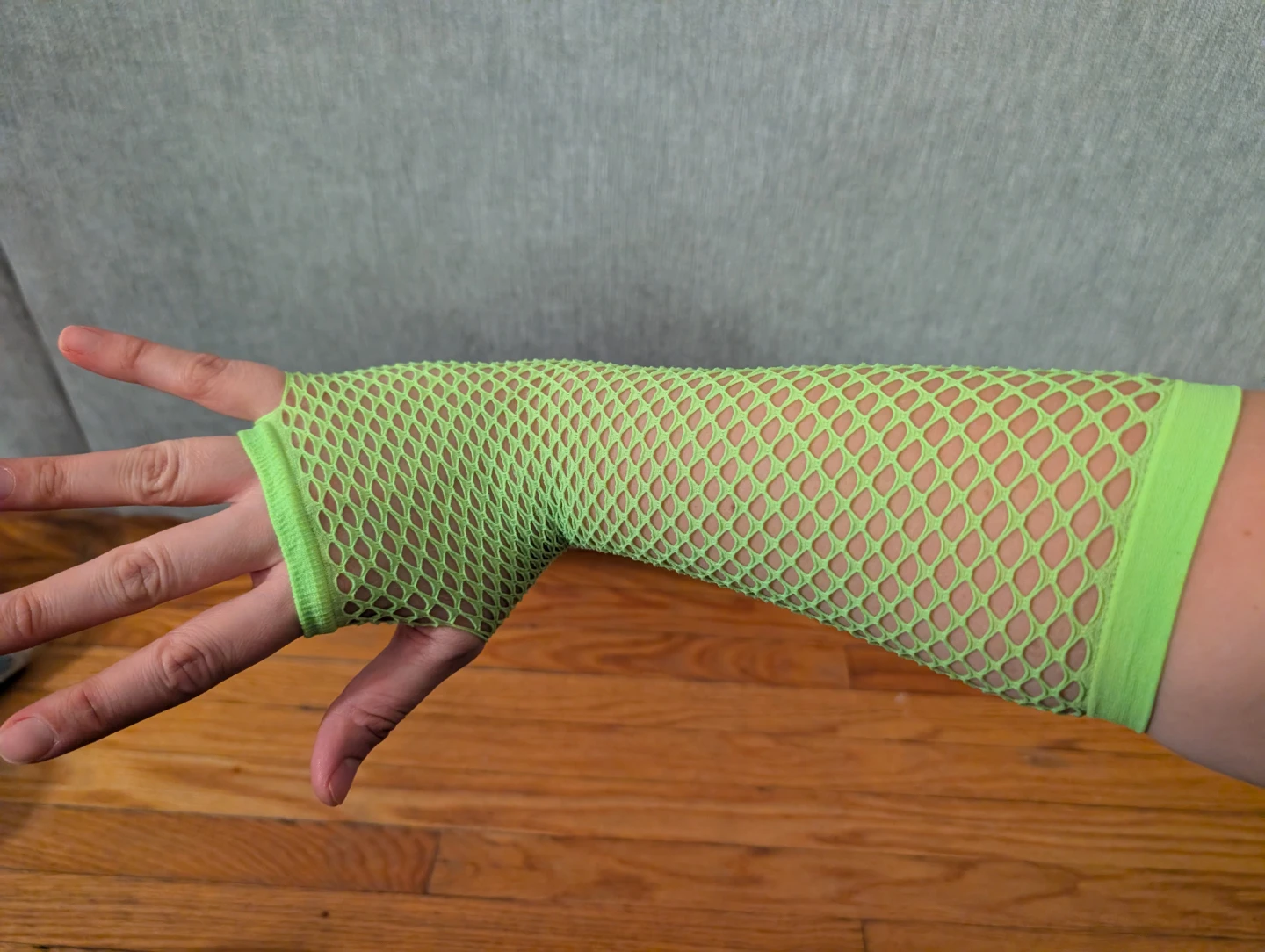Neon Green Fishnet Arm Warmers - photo 3