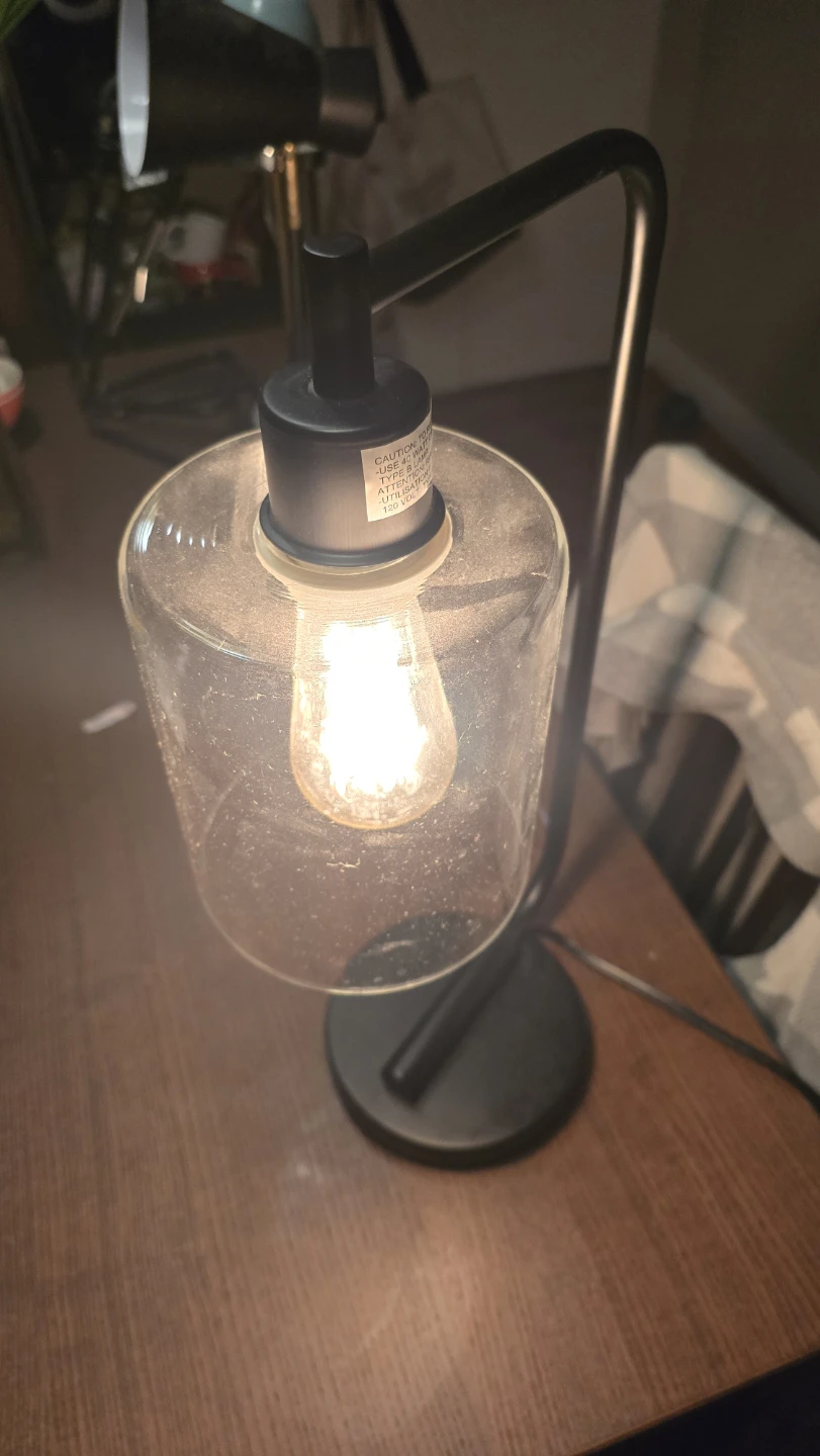 Black Metal Desk Lamp with Glass Shade - photo 2