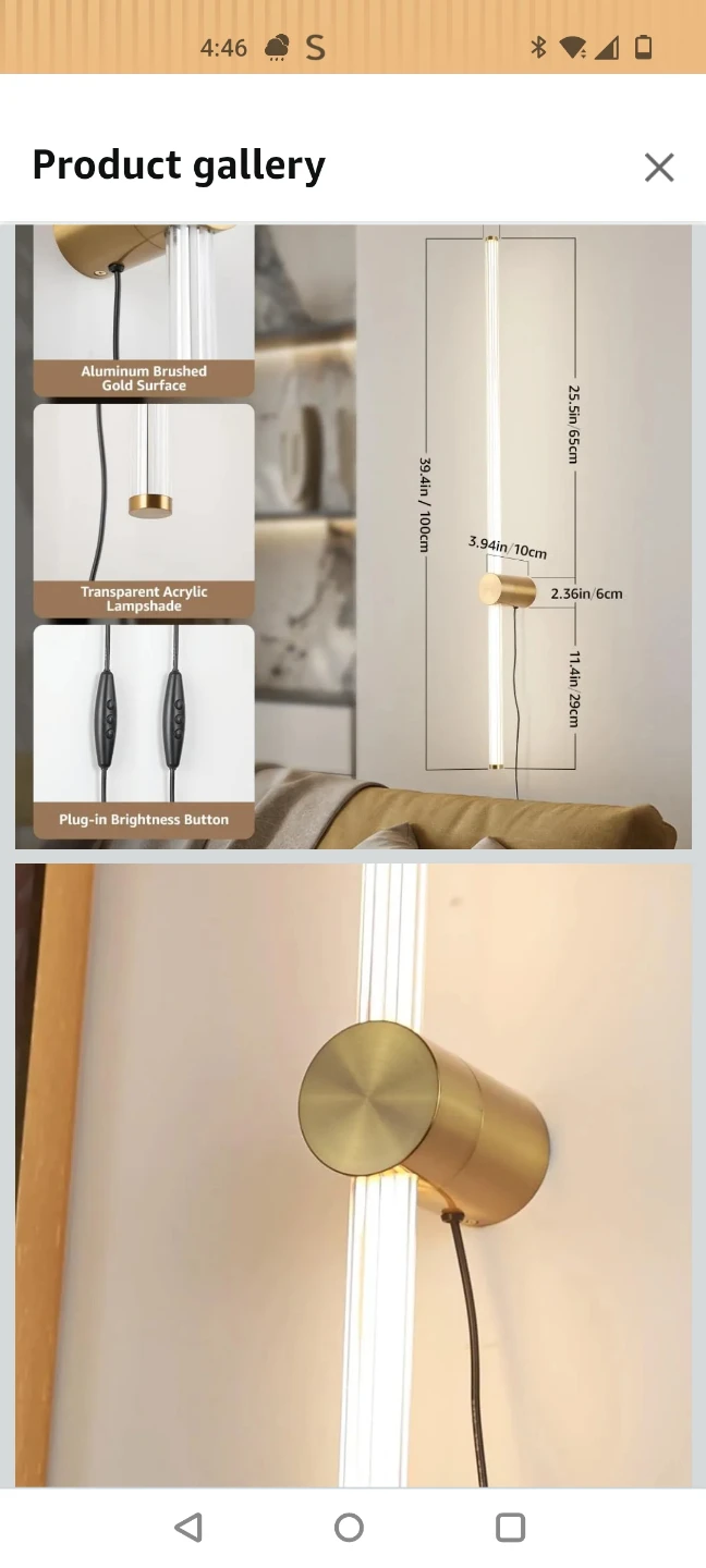 Modern Gold Wall Lamp - 39.4in