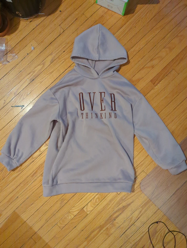 Beige 'Over Thinking' Hoodie 🧡