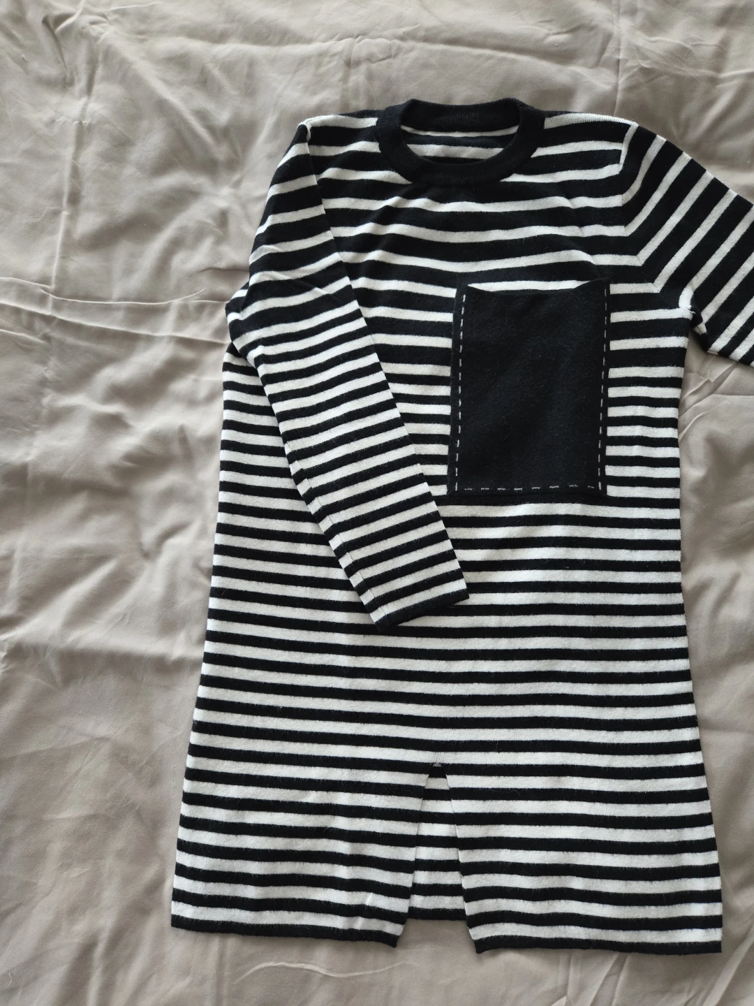 Striped Long Sleeve Knit Dress with Pocket - photo 2