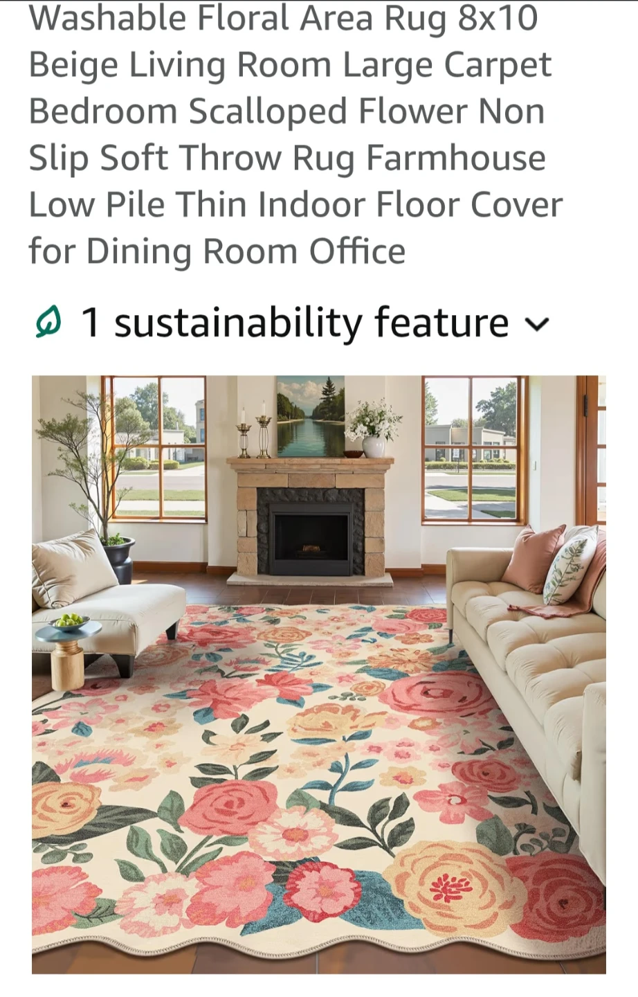 Beige Floral Area Rug 8x10 - photo 5