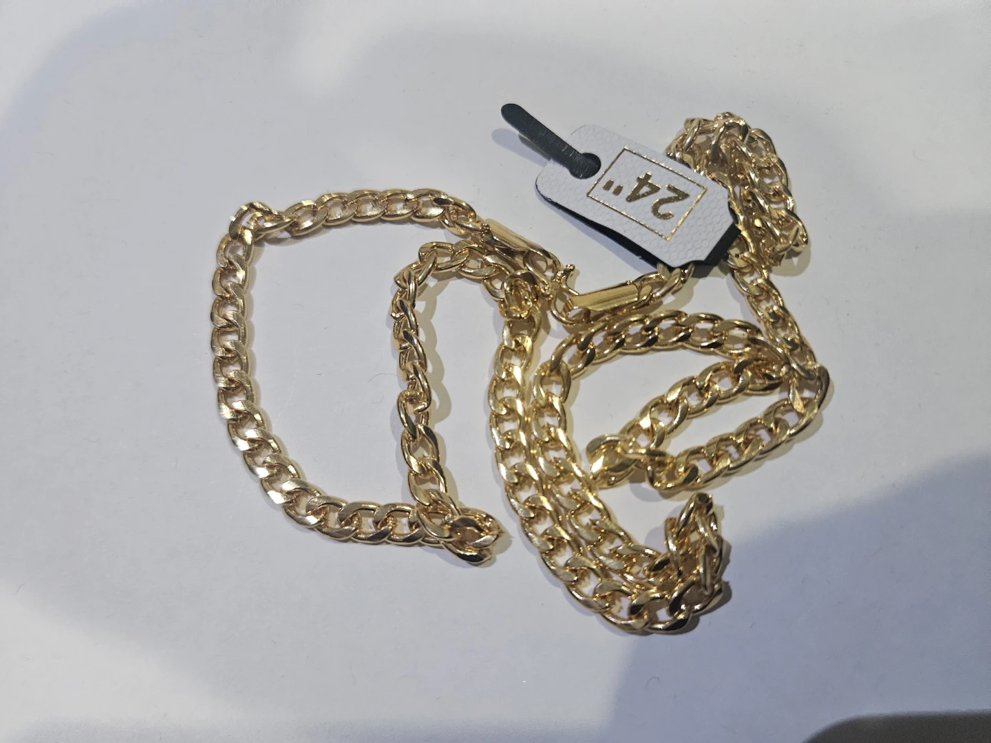 24" Gold Tone Chain Necklace 24k gold plated - photo 2