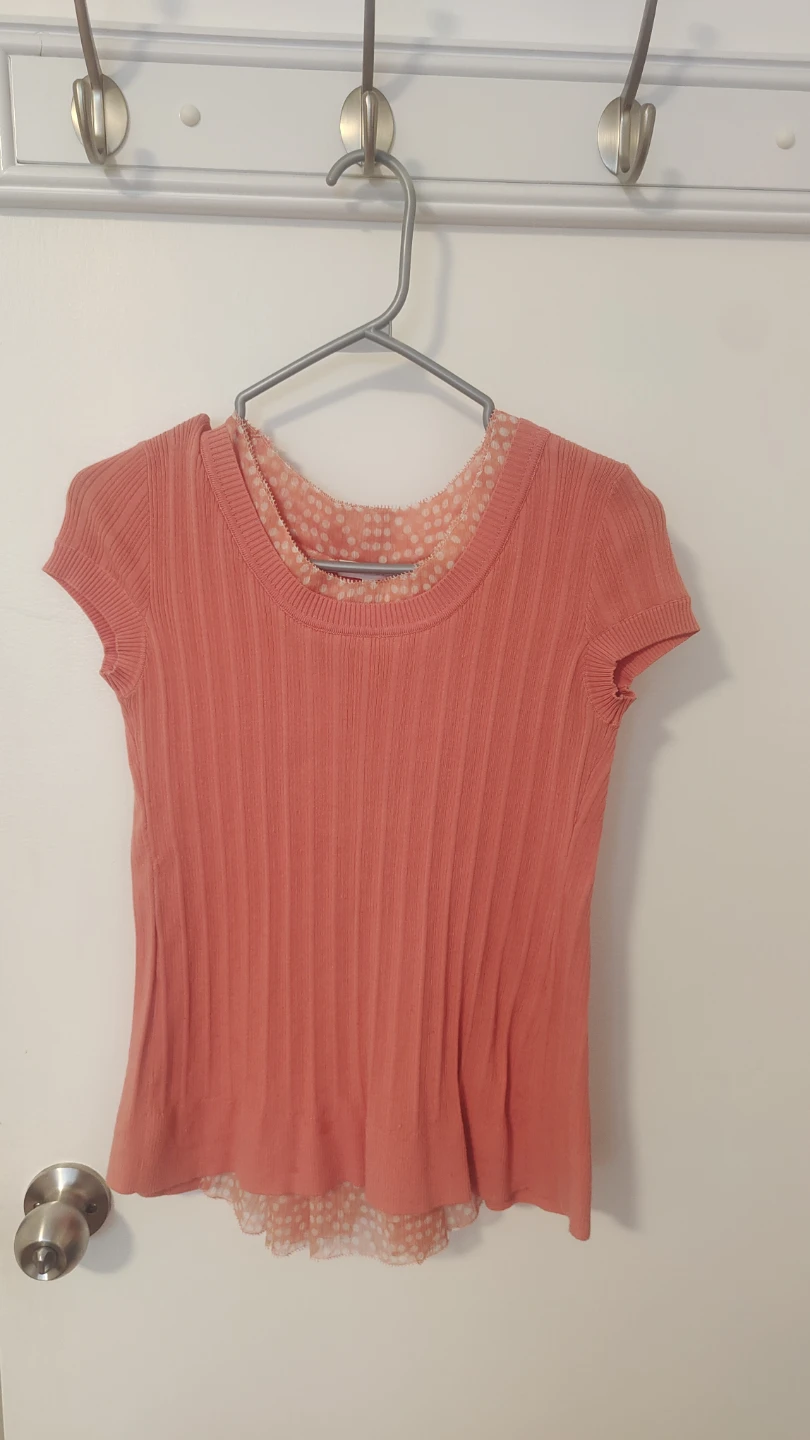 Women's Coral Knit Top with Chiffon Inset