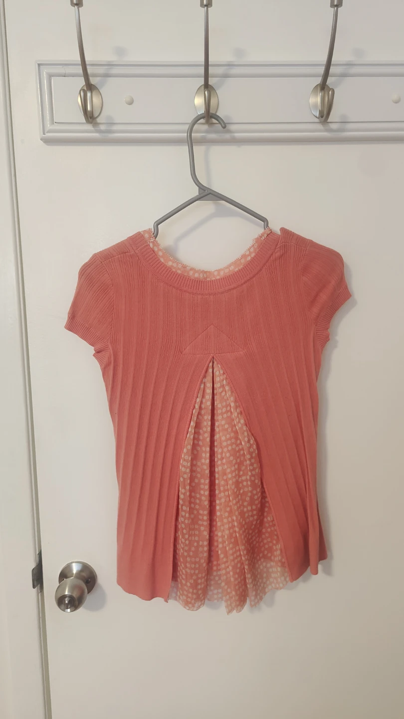 Women's Coral Knit Top with Chiffon Inset - photo 2