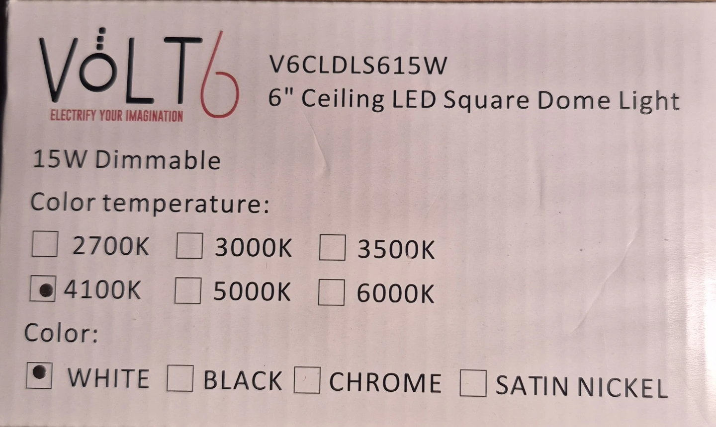 Pot light Volt6 6" Ceiling LED Square Dome Light - White - photo 2
