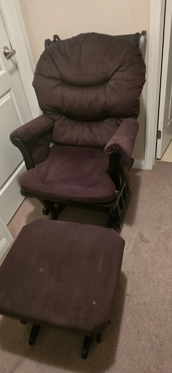 Brown Glider Rocker Chair with Ottoman