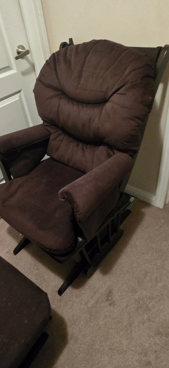 Brown Glider Rocker Chair with Ottoman - photo 3