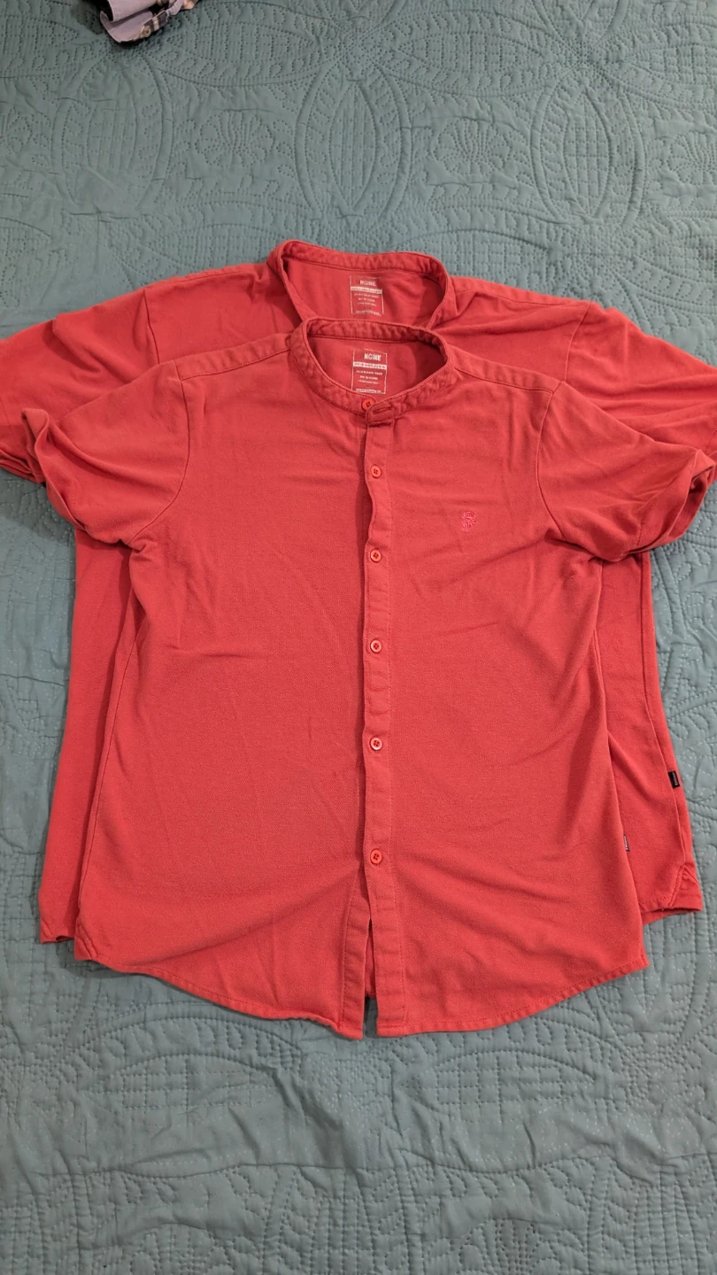 ENGINE Red Mandarin Collar Button-Up Shirts (2-Pack)