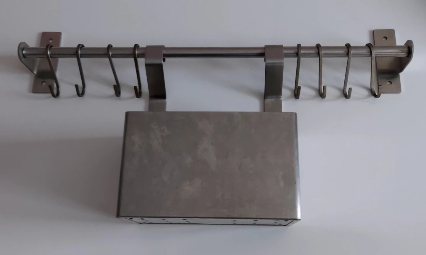 Ikea stainless Rail w/ Container & Hooks