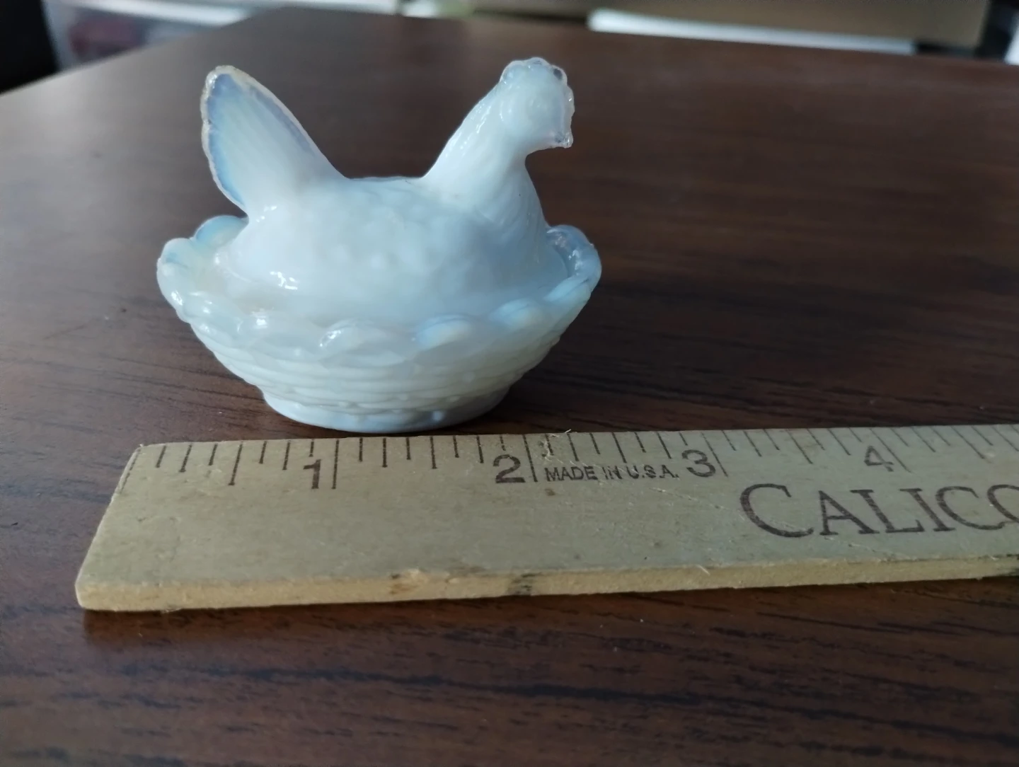 Vintage Opalescent Glass Hen on Nest Trinket Dish