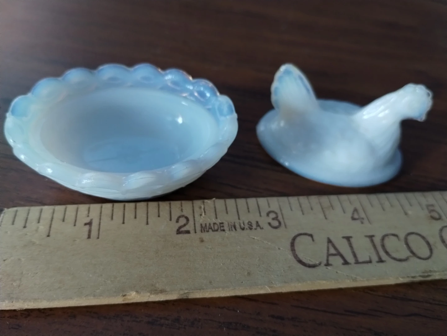 Vintage Opalescent Glass Hen on Nest Trinket Dish - photo 2