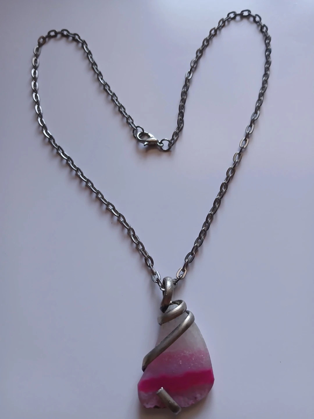 Pink Agate Pendant Necklace