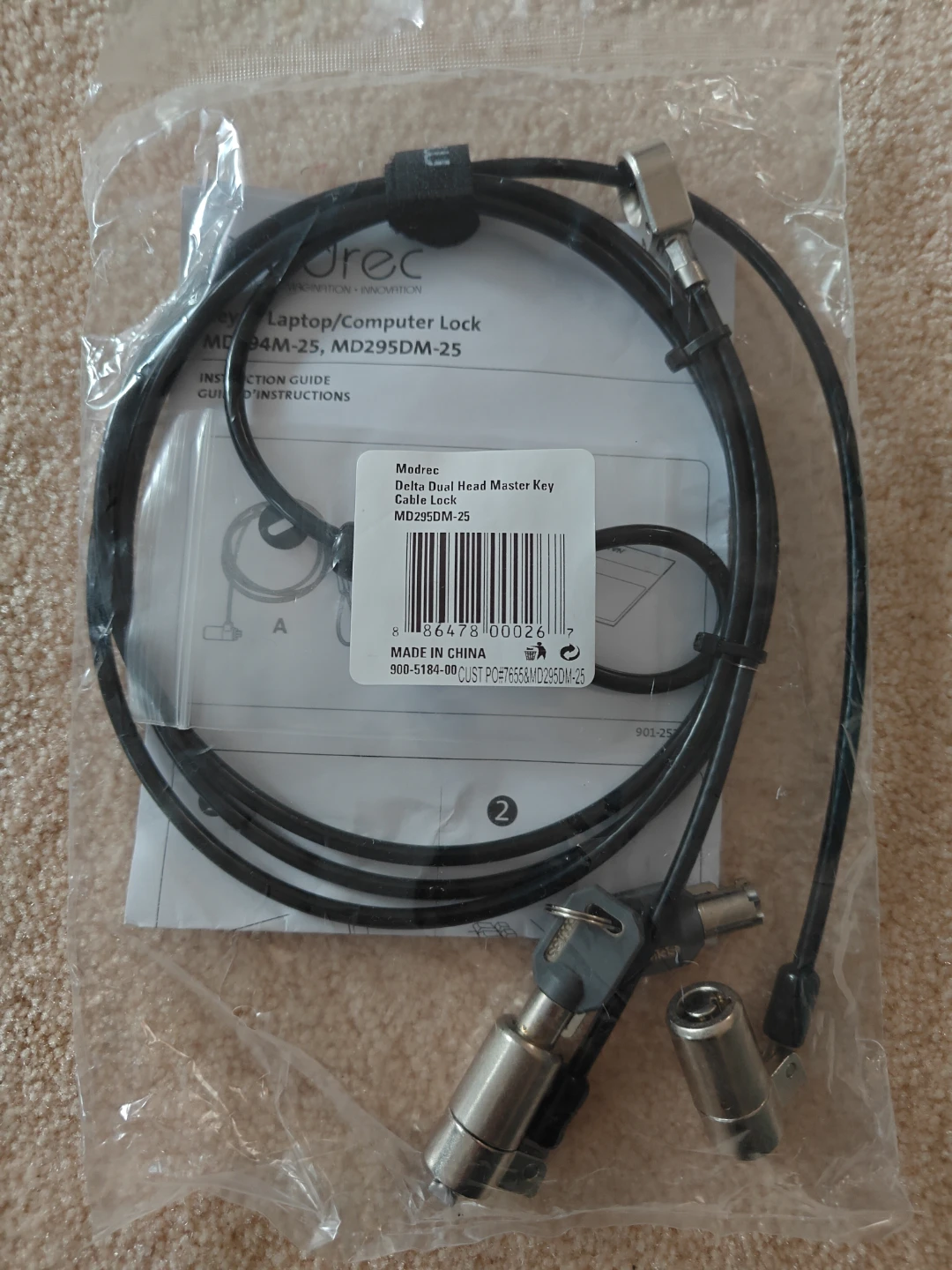 Modrec Delta Dual Head Master Key Cable Lock MD295DM-25