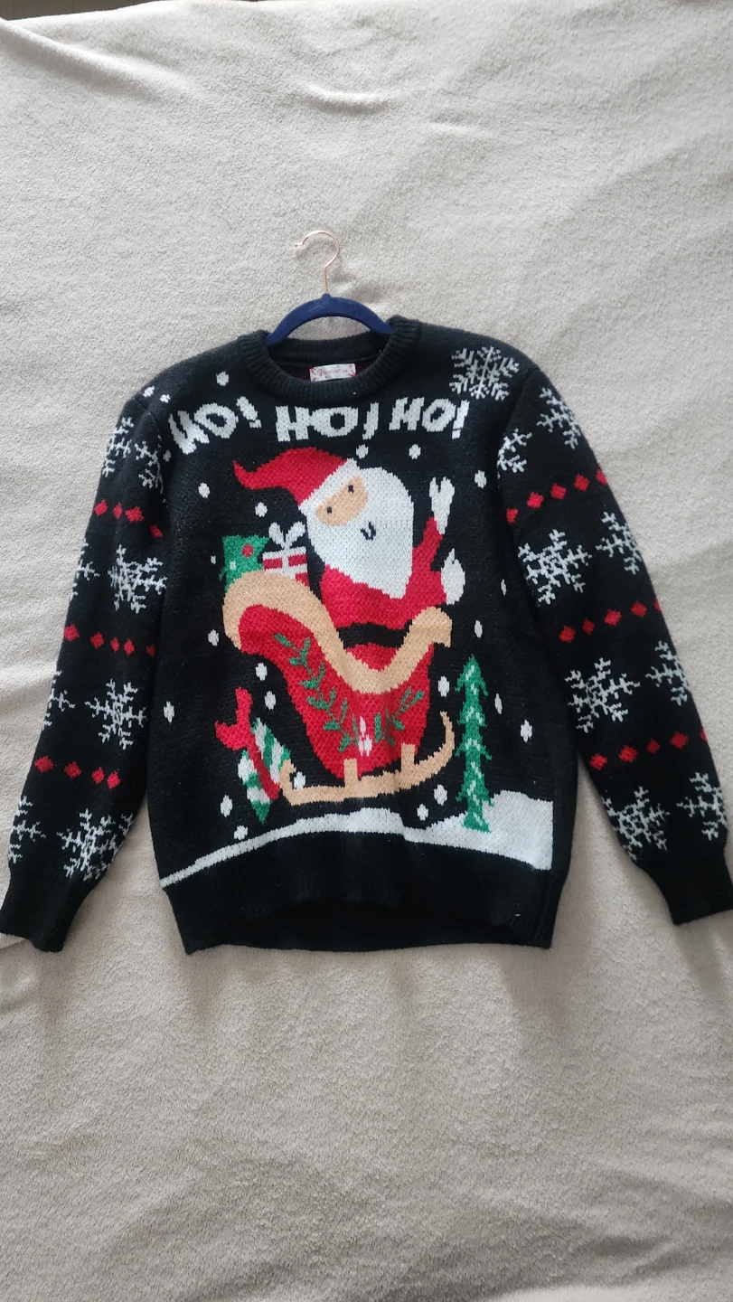 Snowflake "Ho Ho Ho" Santa Christmas Sweater