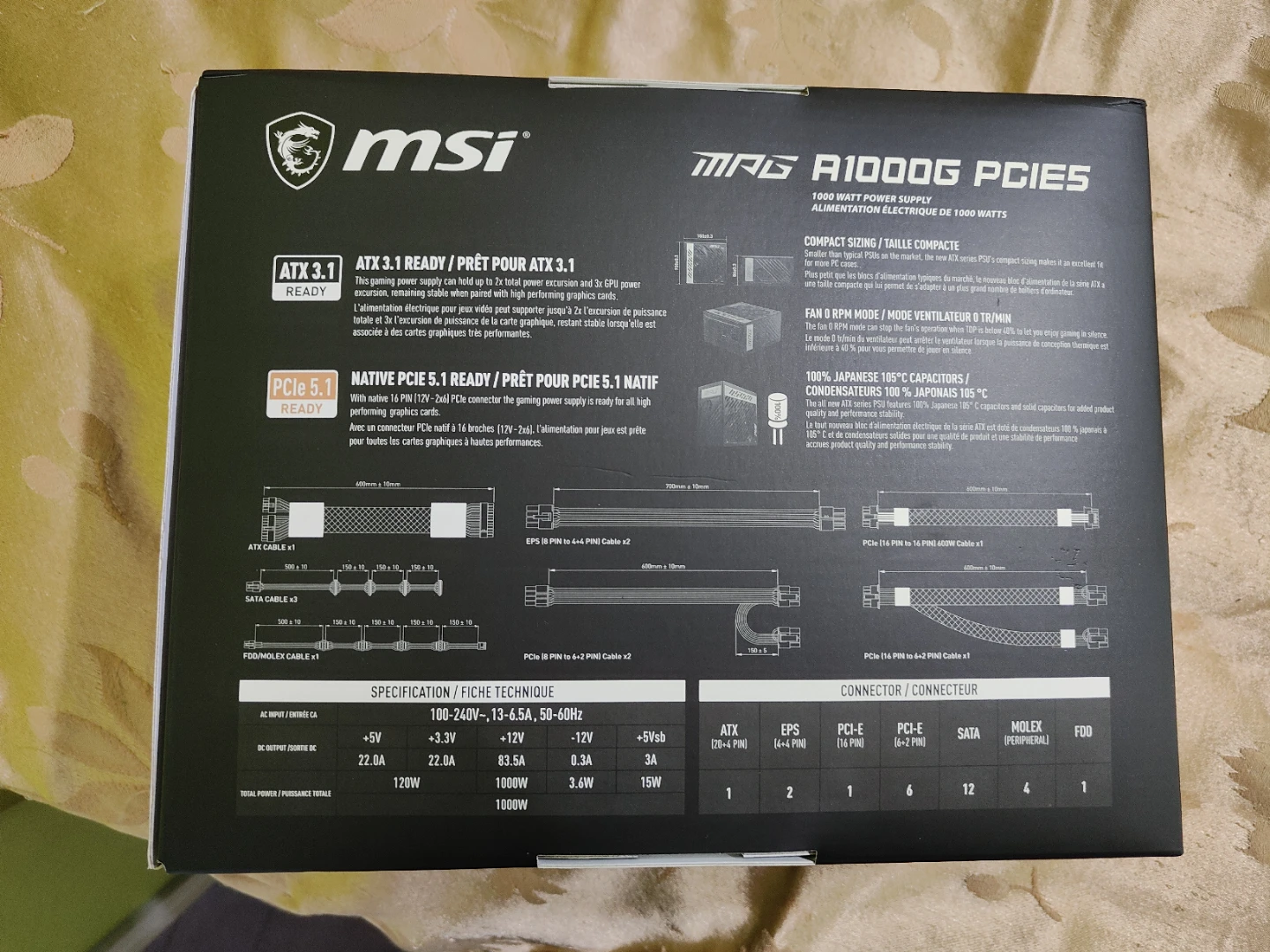 MSI MAG A1000G PCIE5 1000W Power Supply - New - photo 2