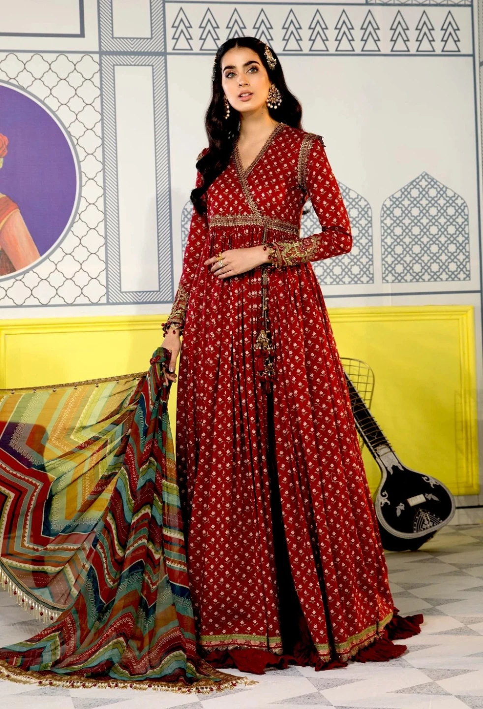 Original Maria B Red/maroon Anarkali Dress