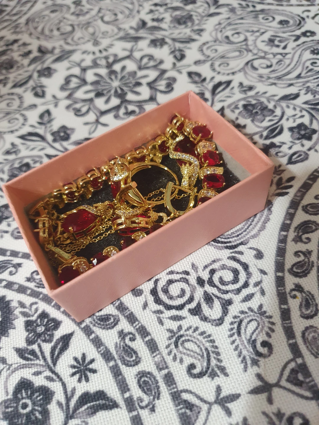 Gold Ruby Necklace, Bracelet, and Ring Set - photo 2