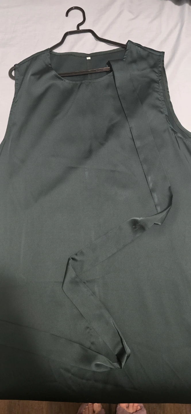 Green front open Abaya with Rhinestone Detail