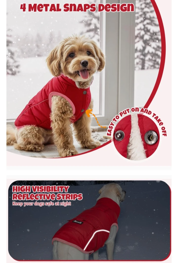 NEW!   SlowTon Dog Winter Coat - Red, 2XL - photo 3